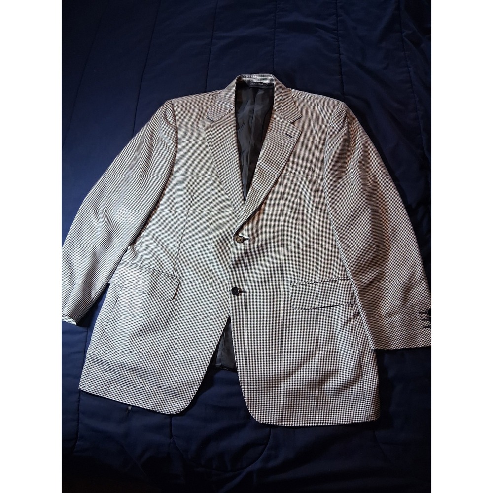 Canali Blazer Mens 42 R Grey Regular Houndstooth Silk Wool Jacket